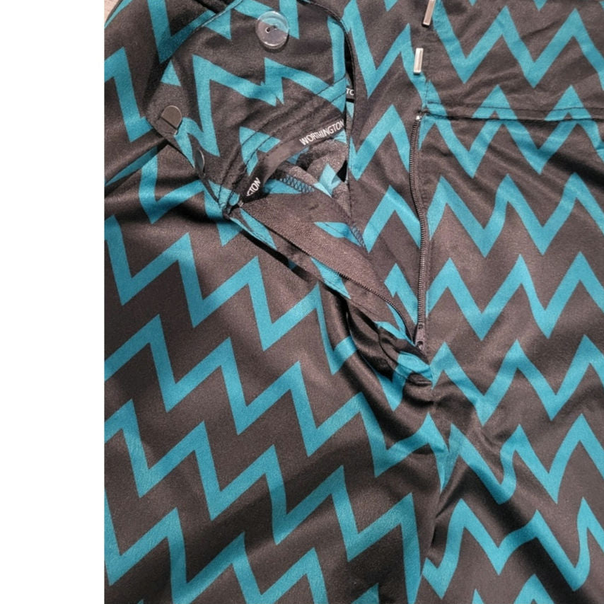 Worthington JCPenney Women’s Teal Chevron High Waist Trouser Pants – Size 14