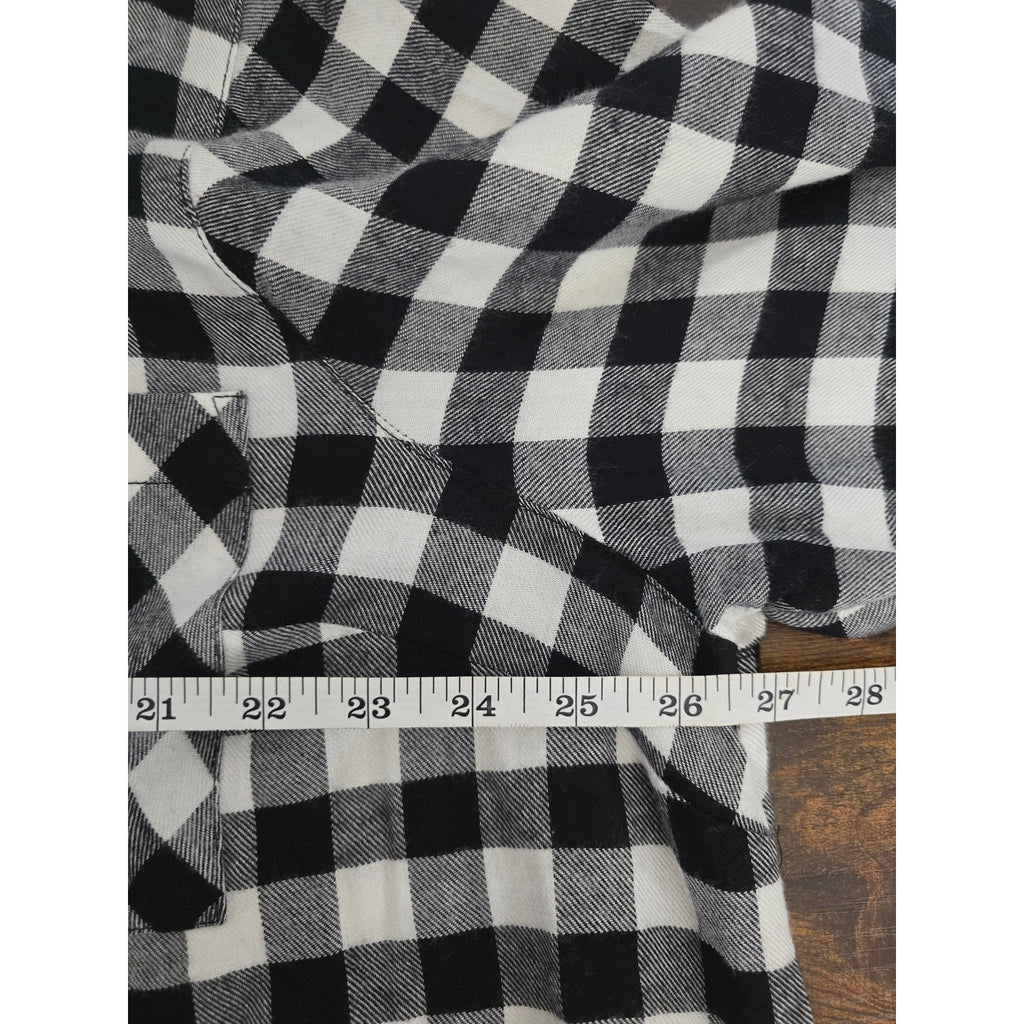 Torrid Size 3 Black White Buffalo Plaid Button Down Flannel Shirt Plus Size