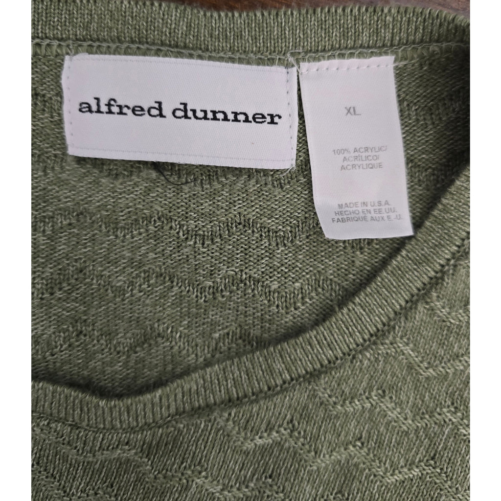 Alfred Dunner Women's Size XL Sage Green Chevron Knit Short Sleeve Sweater Top