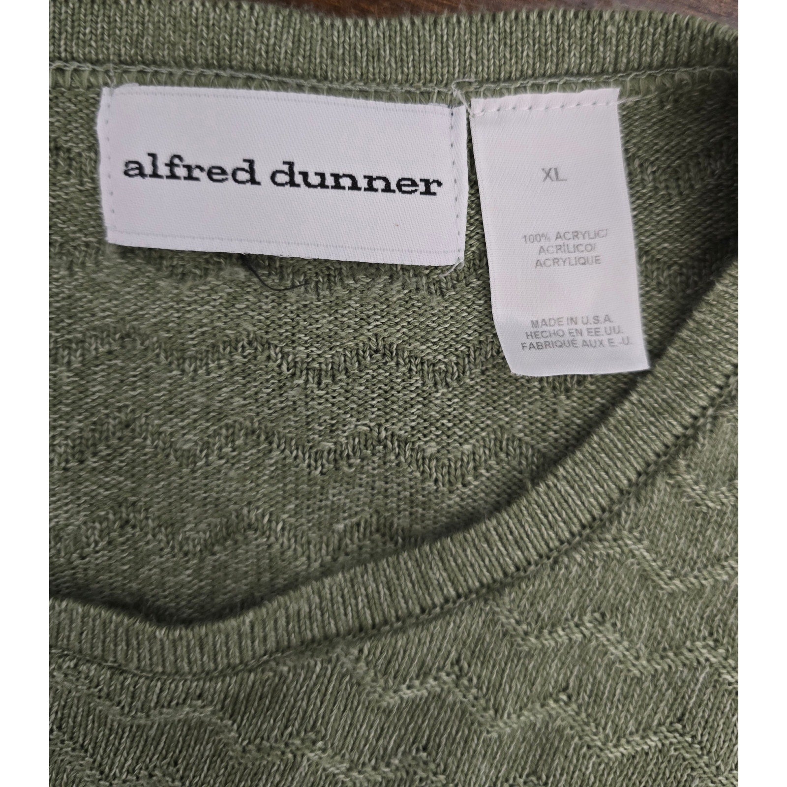 Alfred Dunner Women's Size XL Sage Green Chevron Knit Short Sleeve Sweater Top