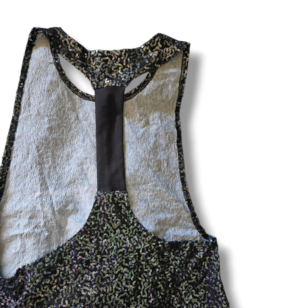 Innovative Spiritwear Sequin POWER Tank Top Women’s Small Gray Black Shimmer
