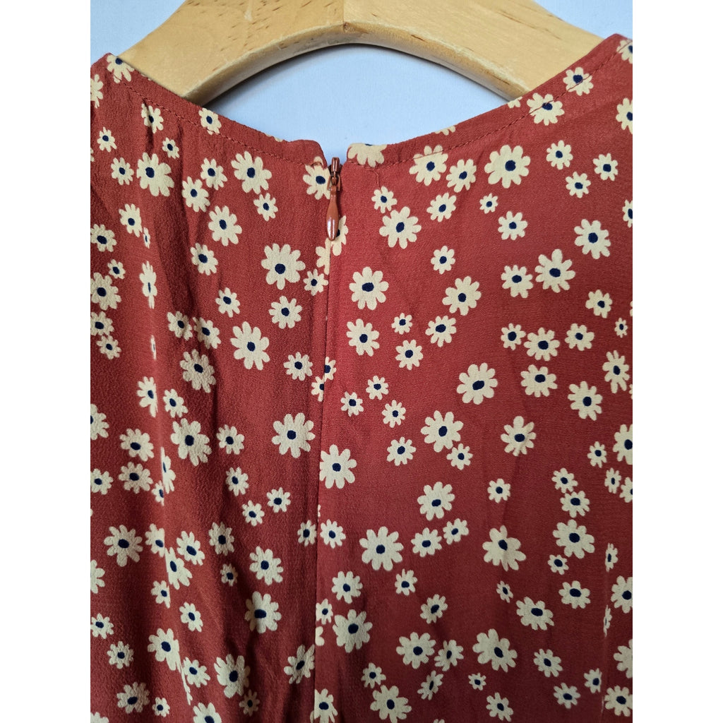 Madewell Women’s Rust Floral V-Neck Romper | Size 0