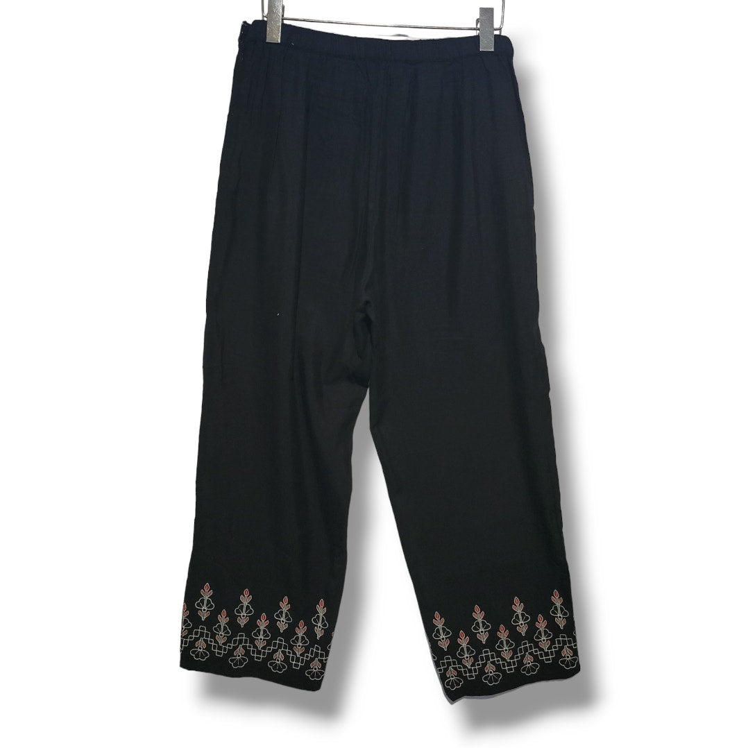 Global desi women's black palazzo pants - large