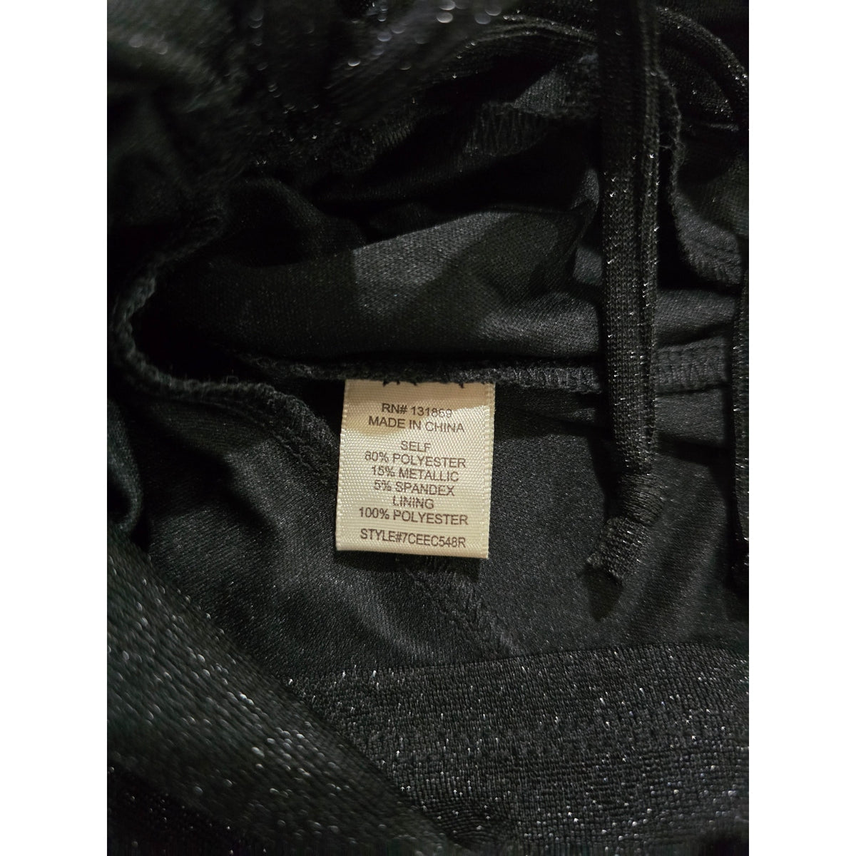 Inspired Hearts Women’s Metallic Black Strapless Ruched Dress Medium NWT