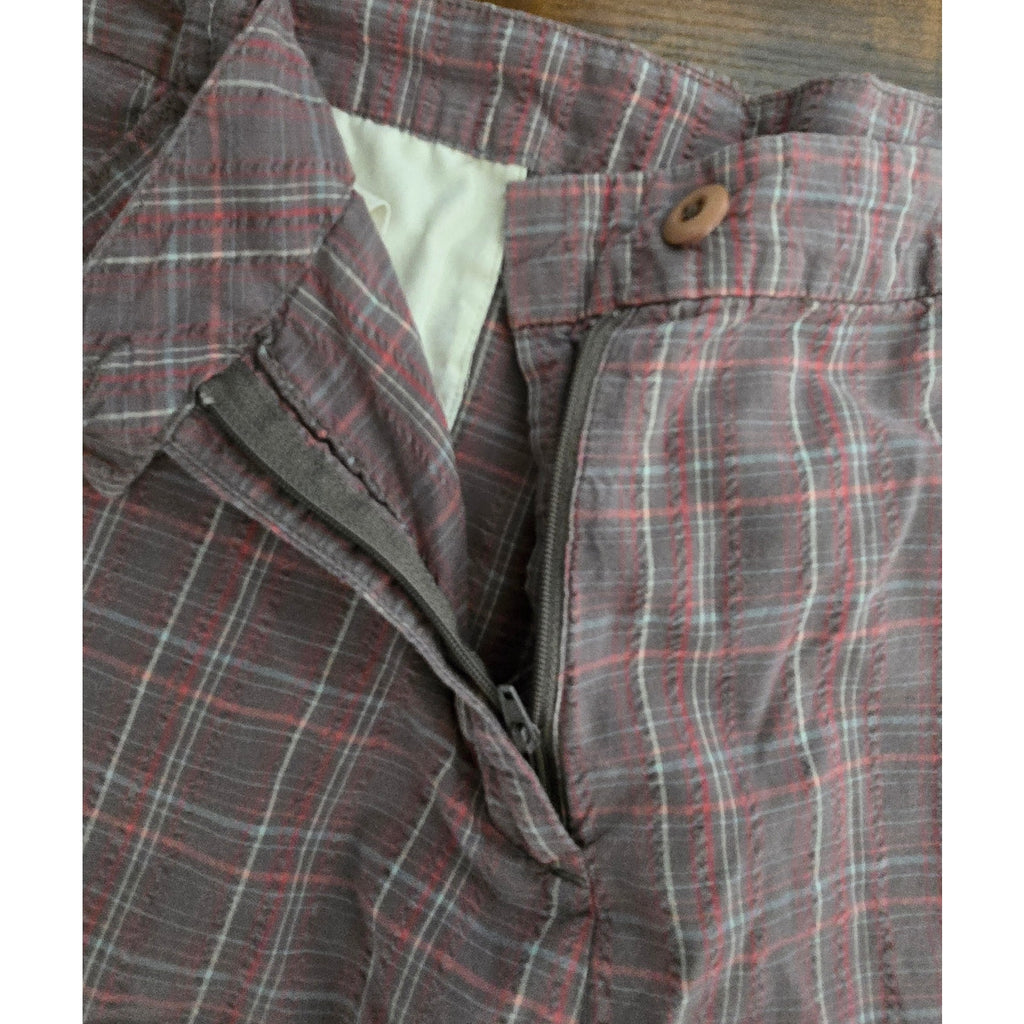 Woolrich Women's Size 12 Quarry Grey Pink Plaid Textured Cotton Shorts