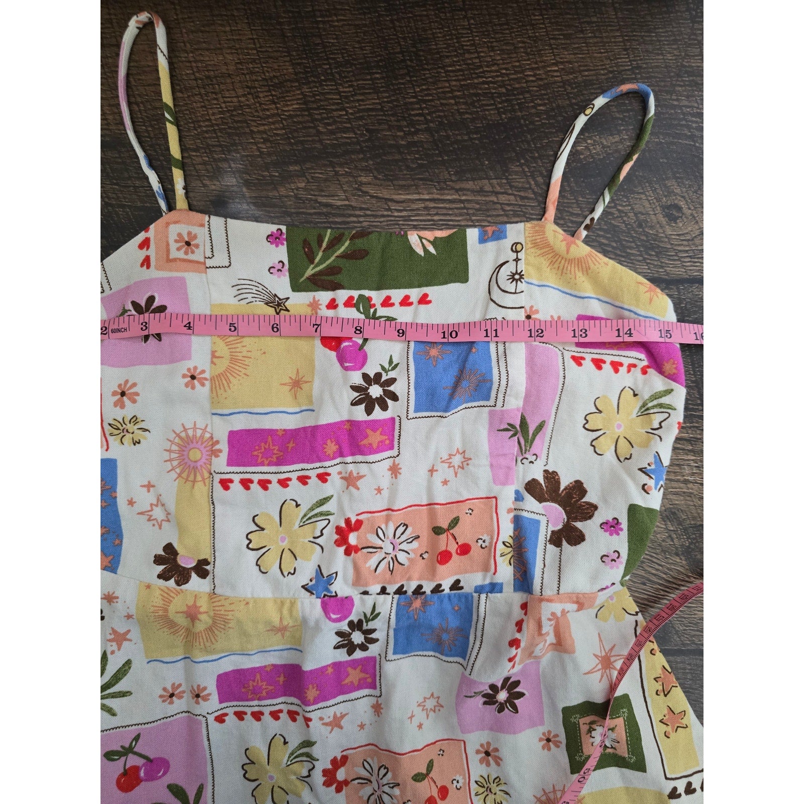 Monteau Los Angeles Celestial Floral Linen Blend Smocked Back Mini Sundress