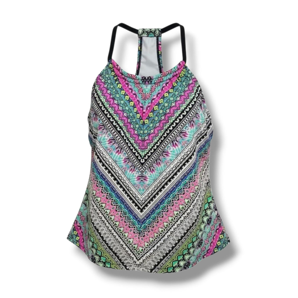 Clean Water Women’s Multicolor Mixed Print Tankini Swim Top Small Built-In Bra