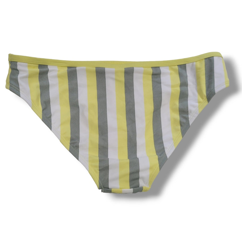 Kona Sol Women’s Yellow Gray White Striped Hipster Bikini Bottom NWOT 2x
