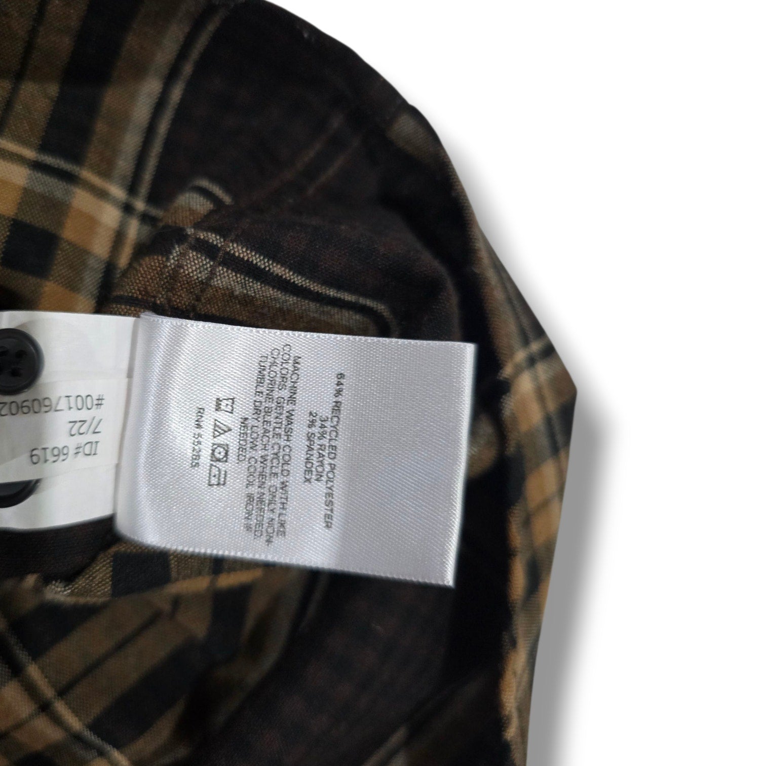 Express Men’s Brown & Black Plaid Button-Down Shirt – Size Large