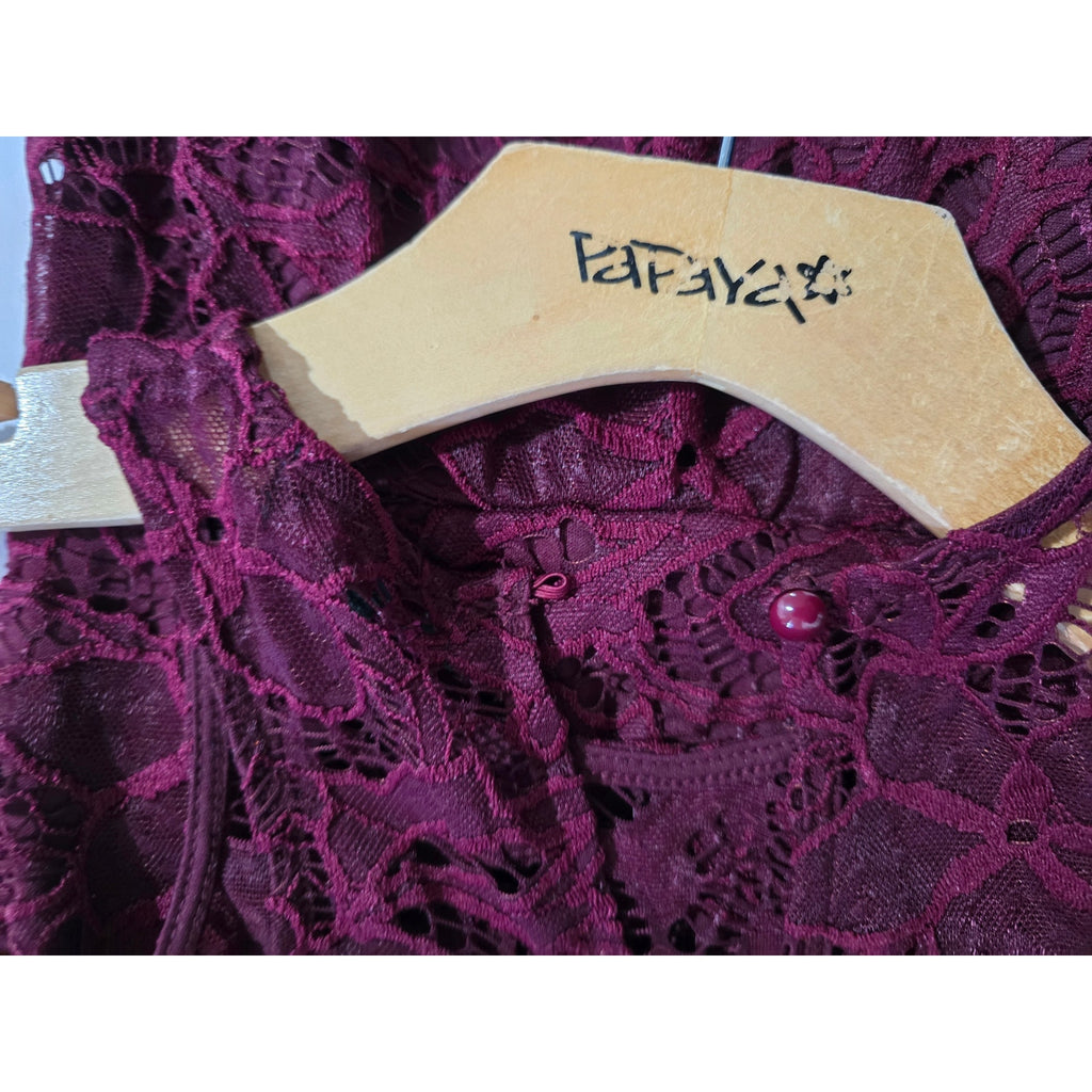 Madonna Material Girl Women’s Burgundy Lace Sleeveless Fit & Flare Dress Medium