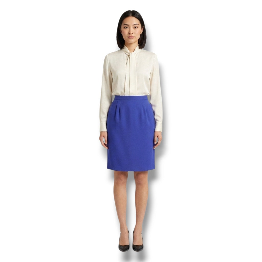 Vintage Worthington Royal Blue Wool Blend Lined Pencil Skirt Made in USA