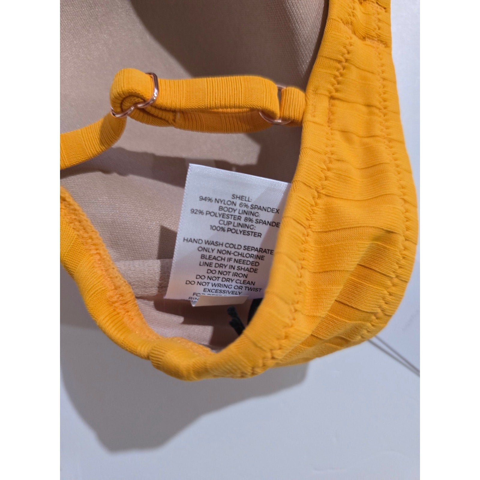 Shade & Shore Ribbed Mustard Yellow Underwire Bikini Top – 34D NWT