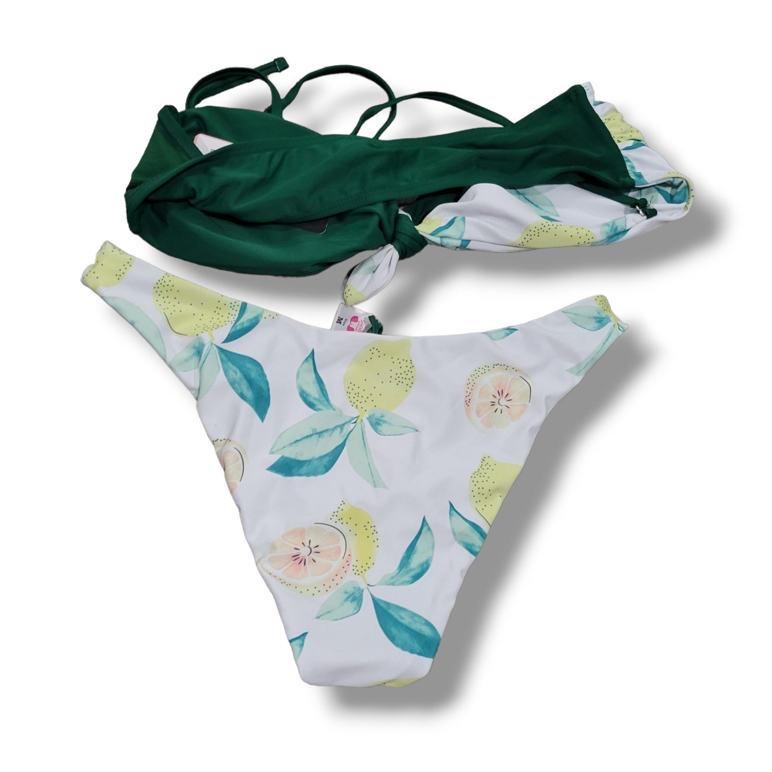 Shekini Women’s Lemon Print High-Leg Bikini Two-Piece Set – Medium