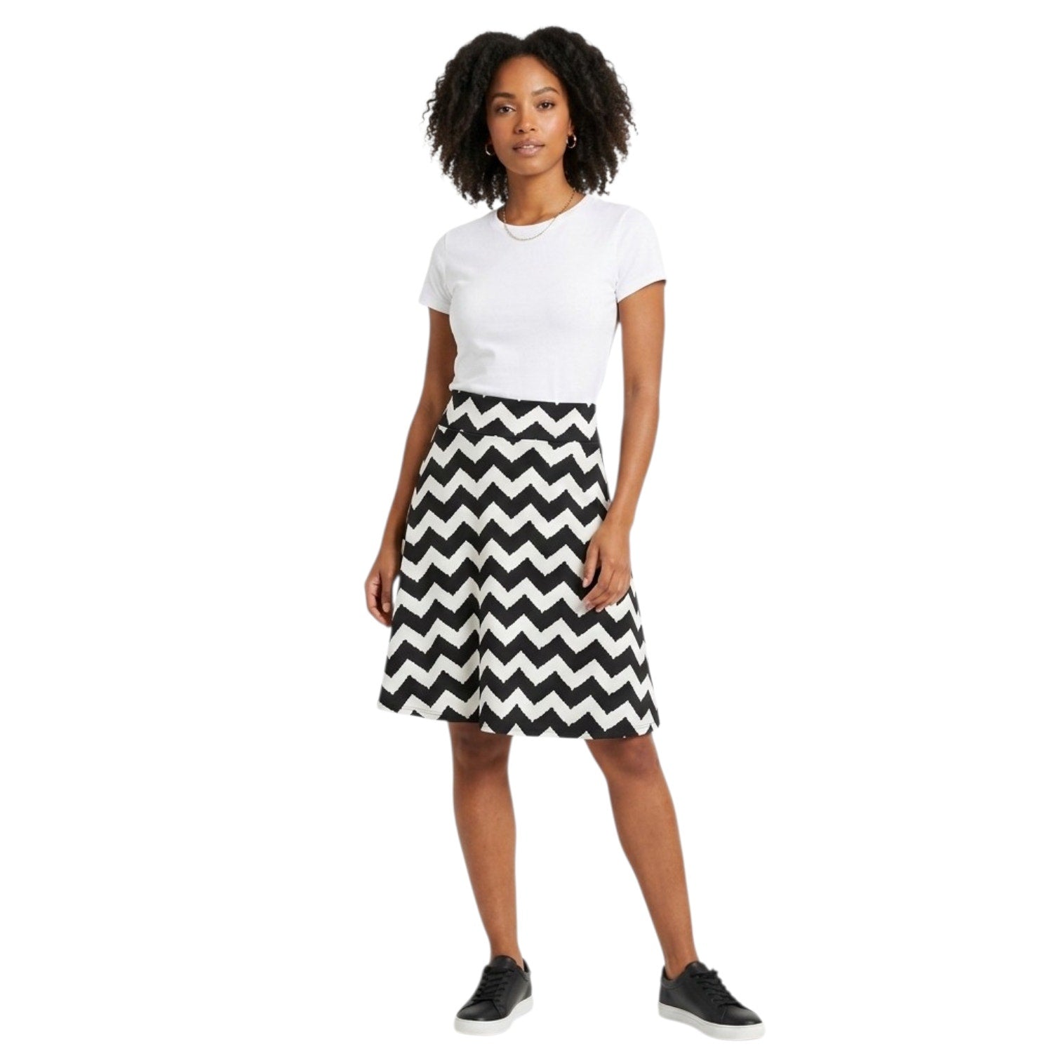 LuLaRoe Black & White Chevron Print A-Line Midi Skirt – XL