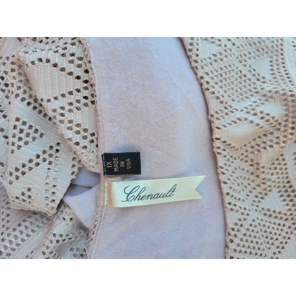 Chenault Women's Plus Size lined cream Blouse  - 1x