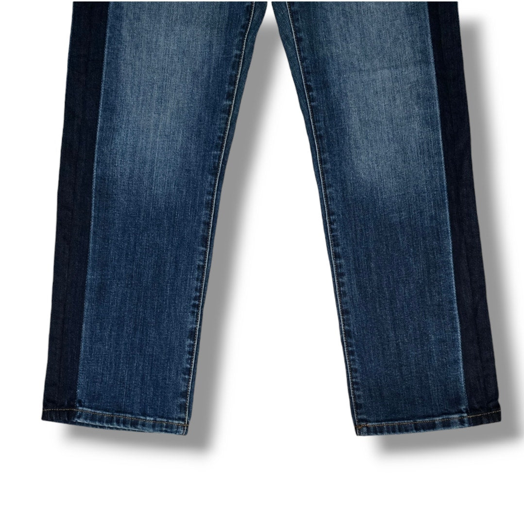 Banana Republic Girlfriend Jeans Two Tone Blue Ankle Denim Size 27 Stretch