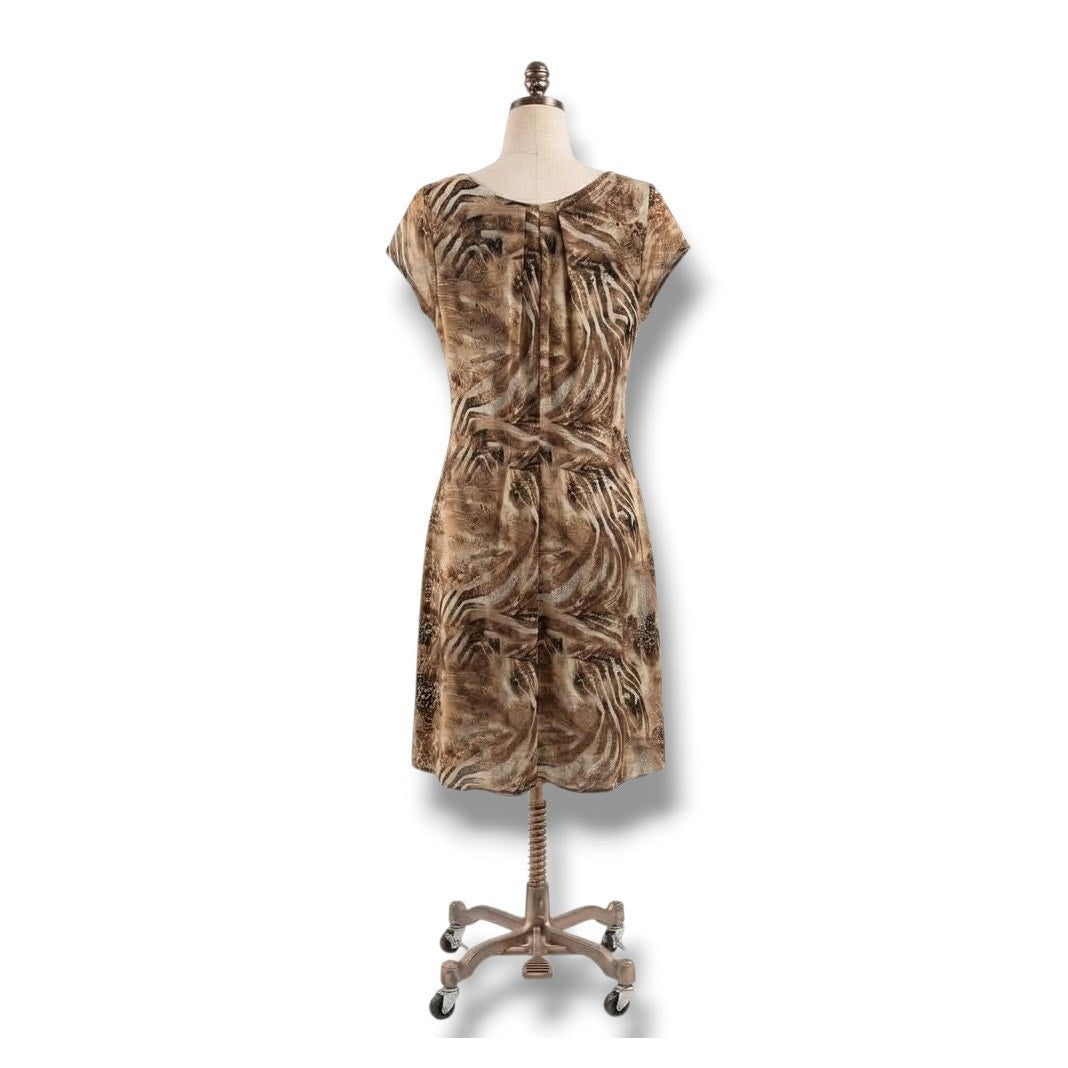 Voir Voir Women’s Animal Print Dress with Black Accent Detail – Size 12