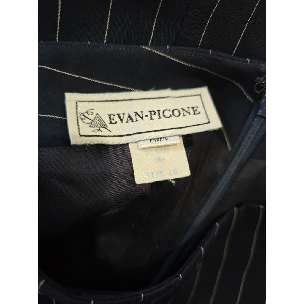 Vintage Evan-Picone Navy Blue Pinstripe Pencil Skirt Lined Size 10