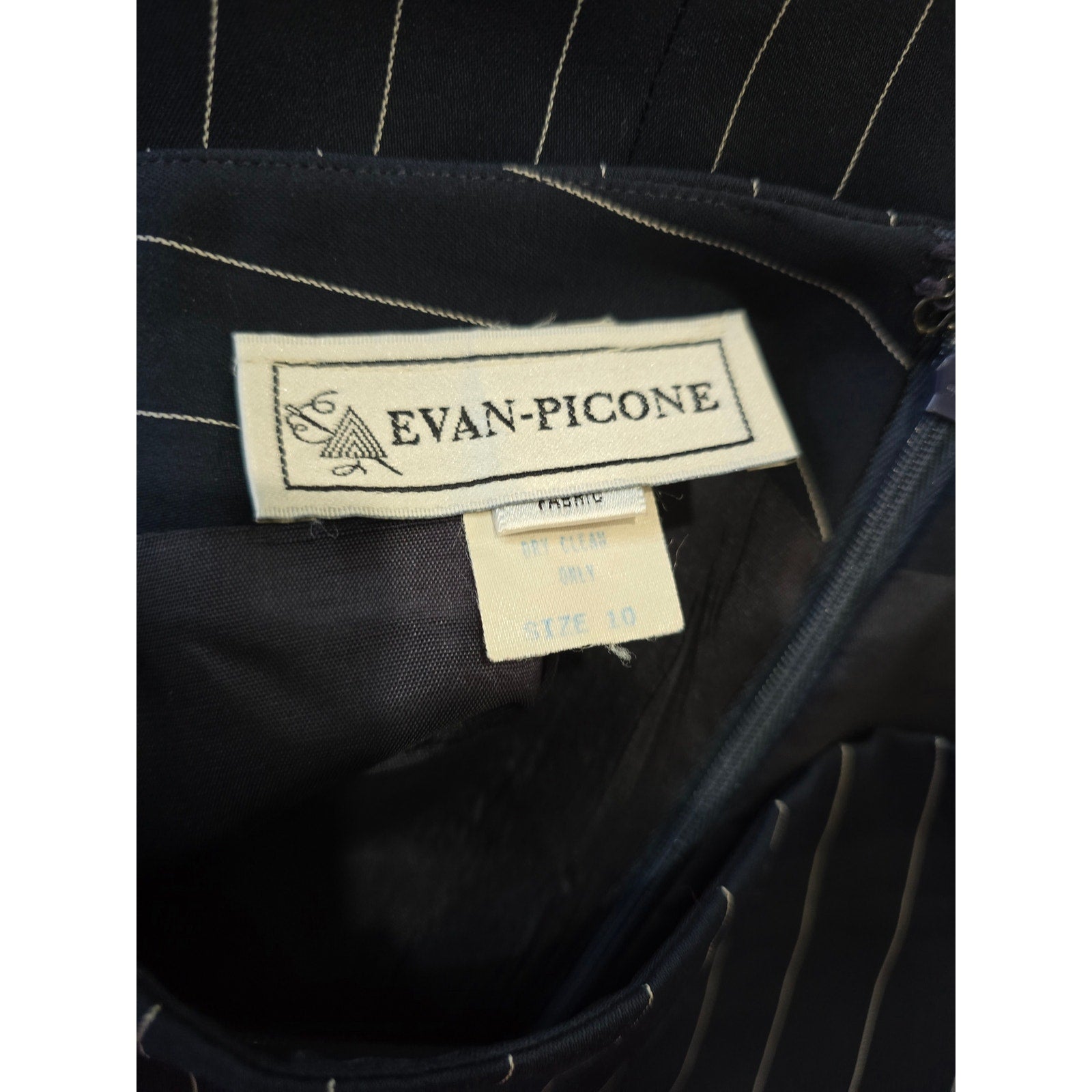 Vintage Evan-Picone Navy Blue Pinstripe Pencil Skirt Lined Size 10