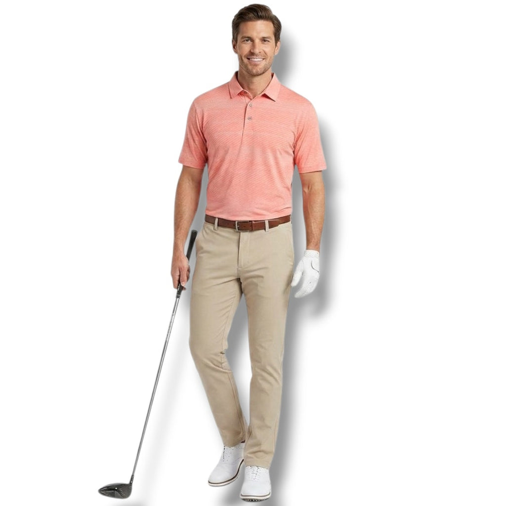 PGA Tour Men’s Orange Golf Polo Shirt XL Short Sleeve 3-Button Front Performance