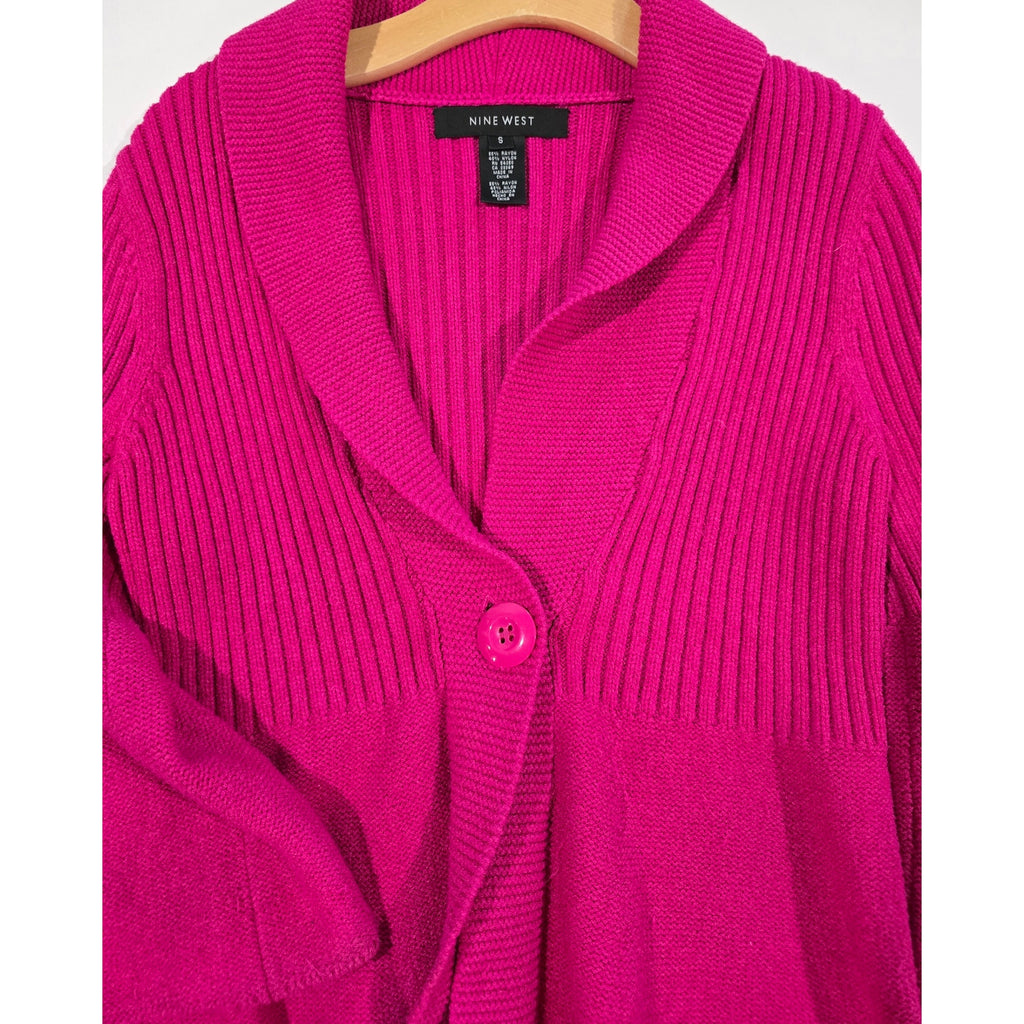 Nine West Women’s Fuchsia Ribbed Knit Cardigan – Gently Used size small