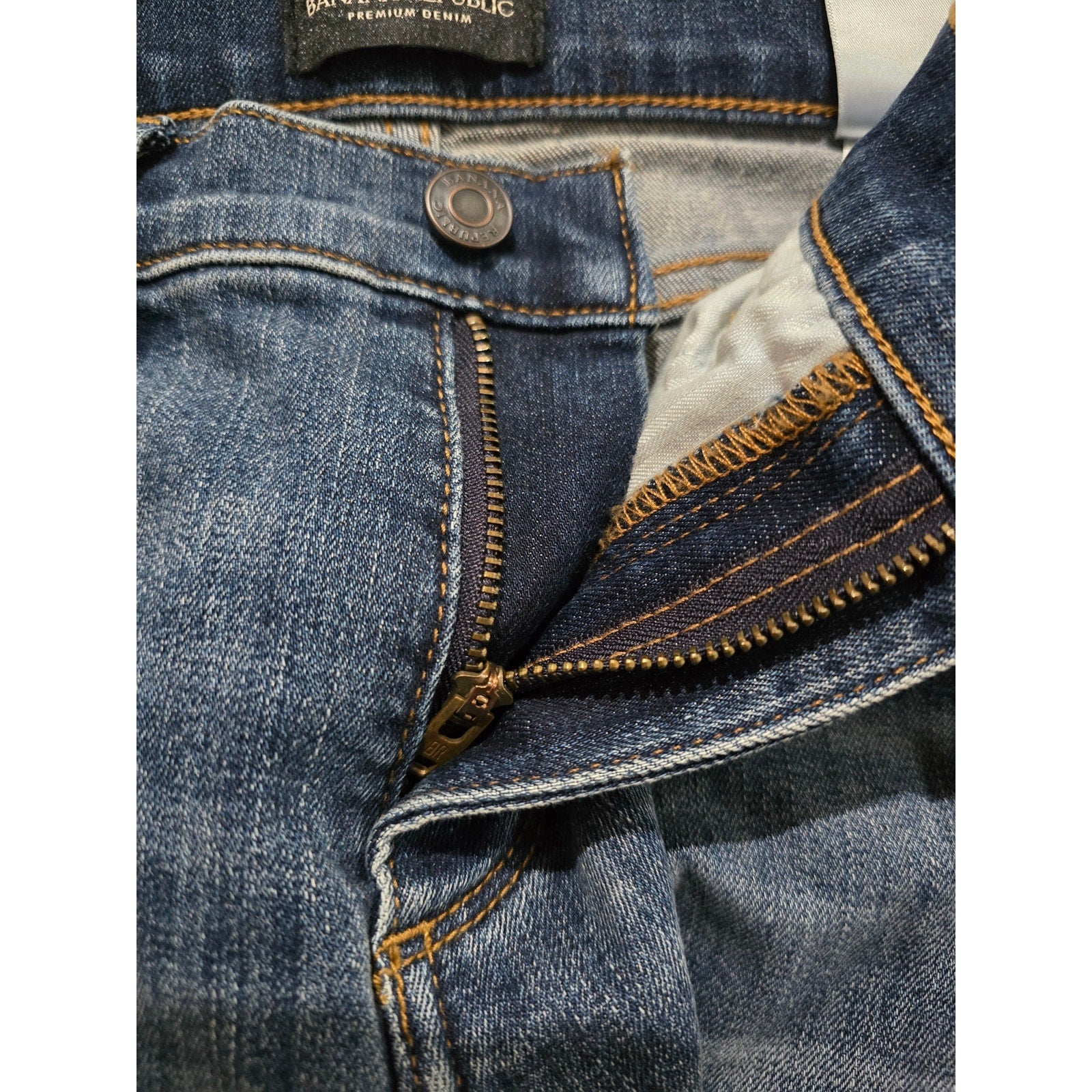 Banana Republic Girlfriend Jeans Two Tone Blue Ankle Denim Size 27 Stretch