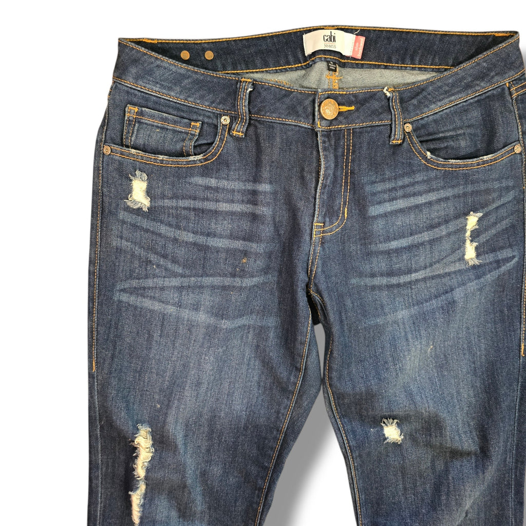 Cabi Slim Boyfriend Distressed Dark Wash Denim Jeans Size 6