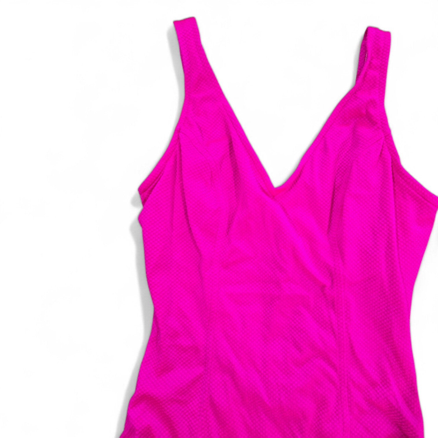 Vintage Le Cove Hot Pink Textured One Piece Swimsuit Size 12 Made in USA