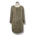 J. Crew Women's Size 6 Tan Black Leopard Print 3/4 Sleeve Shift Dress