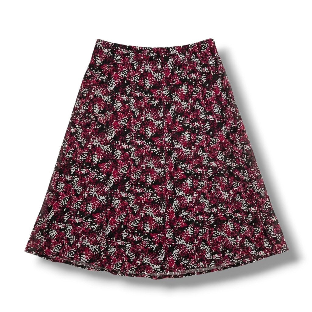 Sag Harbor Woman Floral Print Chiffon Midi A-Line Skirt