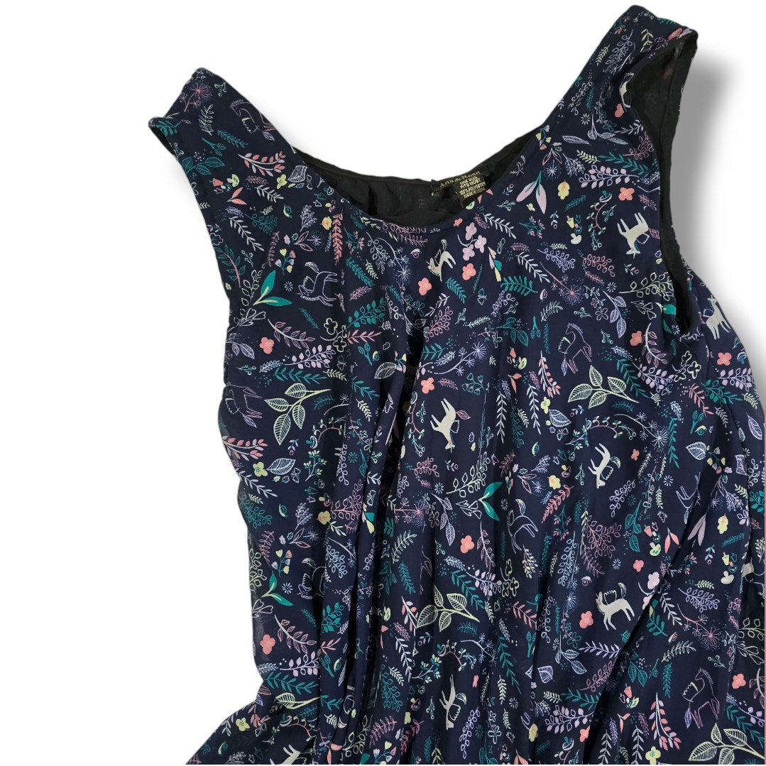 Ana & Rose Women’s Blue Unicorn Print Sleeveless Flowy Midi Dress OS