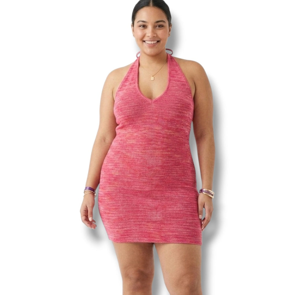Wild Fable Women’s Sweater Halter Mini Dress – Coral Pink, XXL, NWT