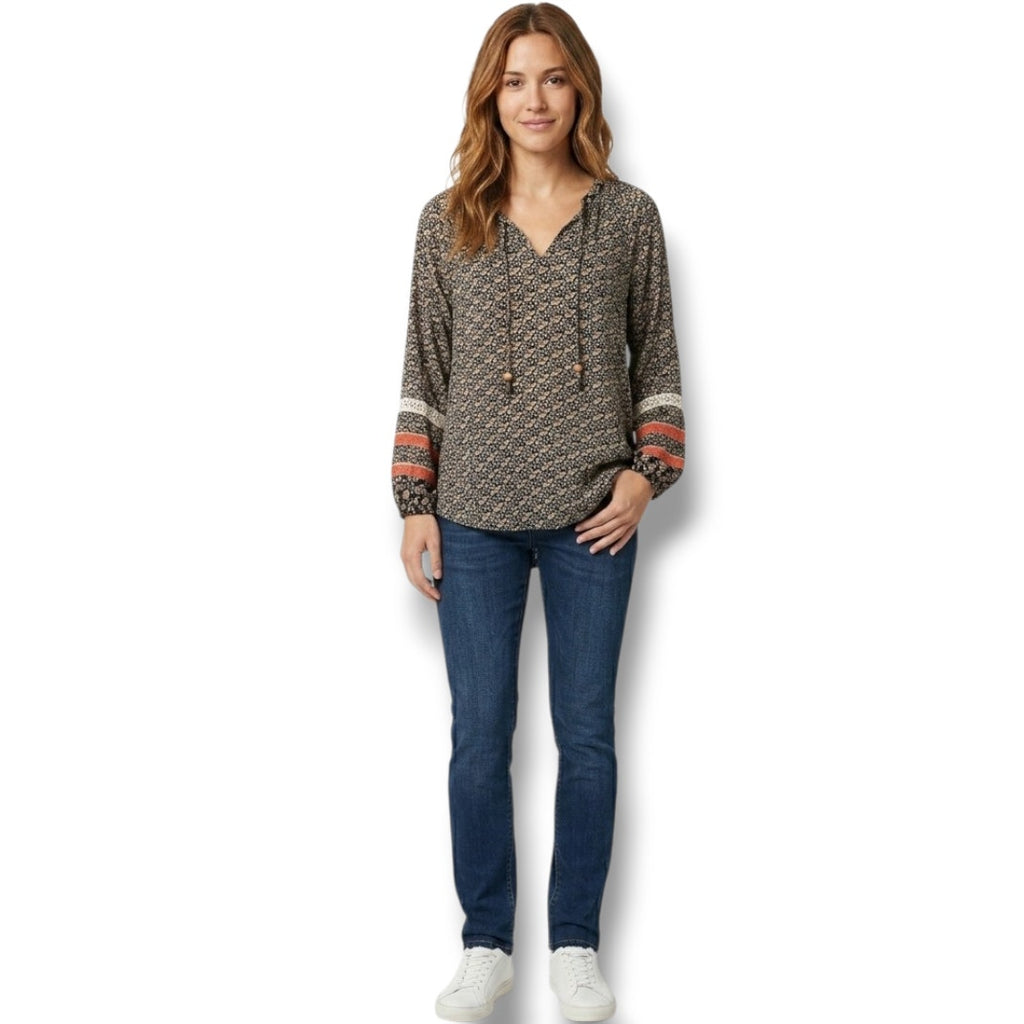 Mason & Belle Women’s Multicolor Cathia Tassel Blouse – Boho Style, Medium