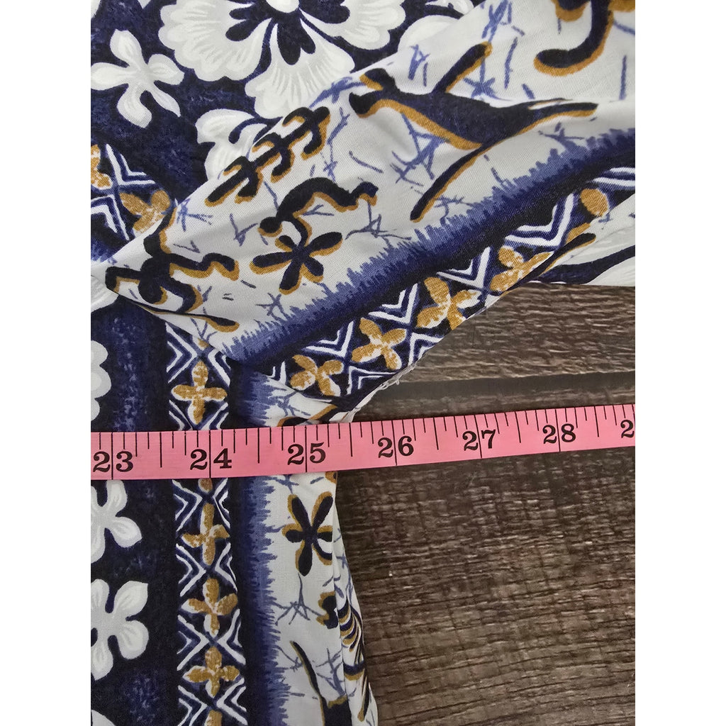 Vintage Royal Creations Hawaii Hawaiian Shirt Men XL Blue Floral Tribal Made USA