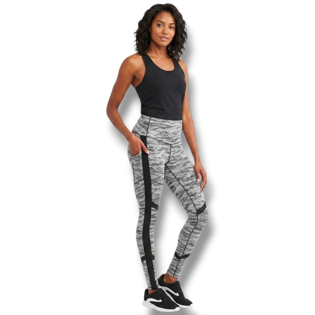 Avia Women's High-Rise Jacquard Workout Leggings with Pockets - Medium