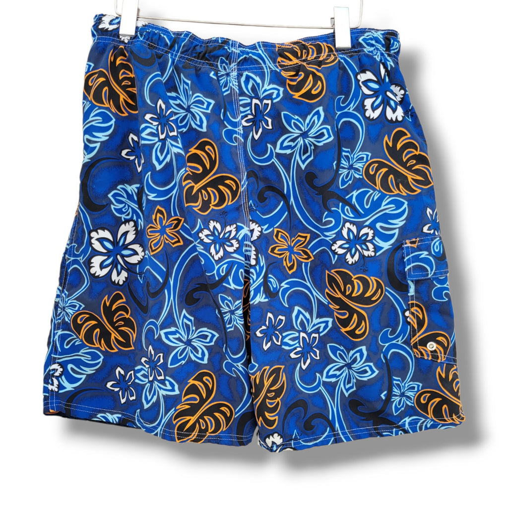 Ocean Pacific OP Sports Men’s Blue Floral Swim Trunks – Size Large