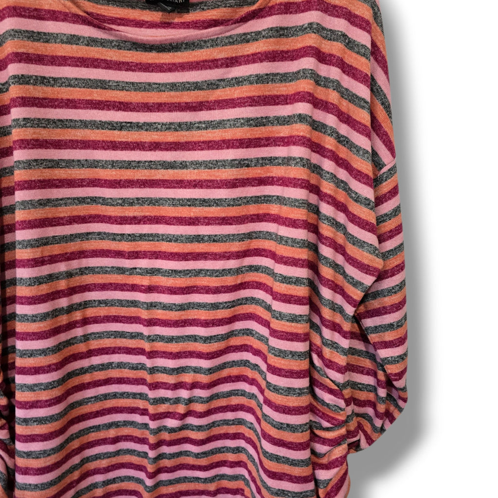 Lane Bryant Pink & Orange Striped Ruched Side Pullover Top 18/20