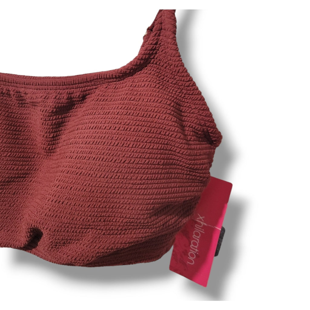 Xhilaration Juniors Ribbed Bralette Bikini Top XS Burgundy – New