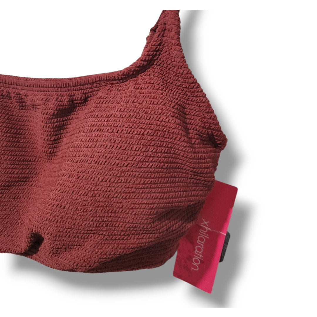 Xhilaration Juniors Ribbed Bralette Bikini Top XS Burgundy – New