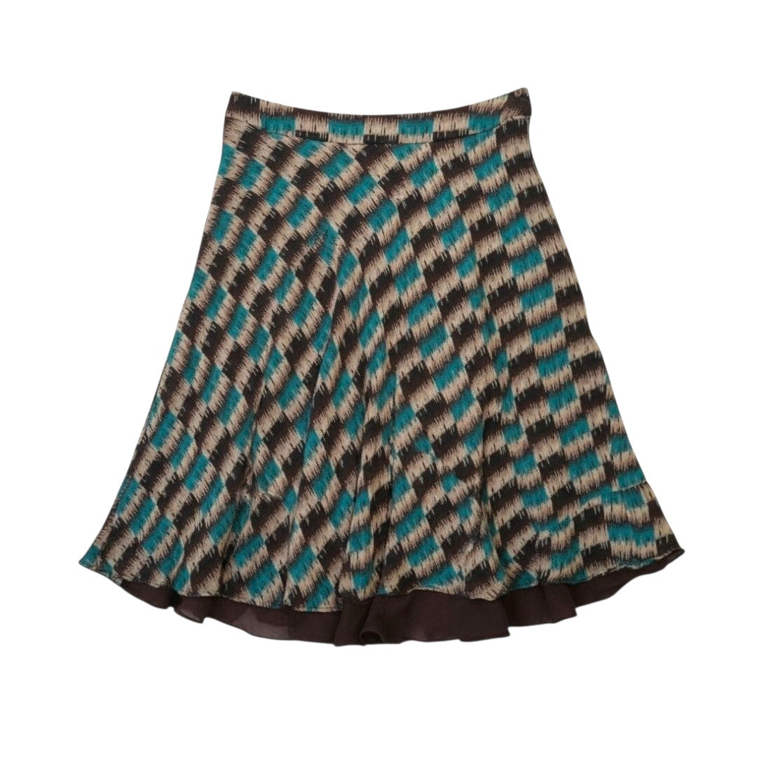 Jones New York Collection Women’s Petite Blue & Brown Layered Midi Skirt Size 6P