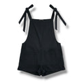 SHEIN Women’s Black Tie-Shoulder Overall Romper Shorts – Size M, 100% Cotton