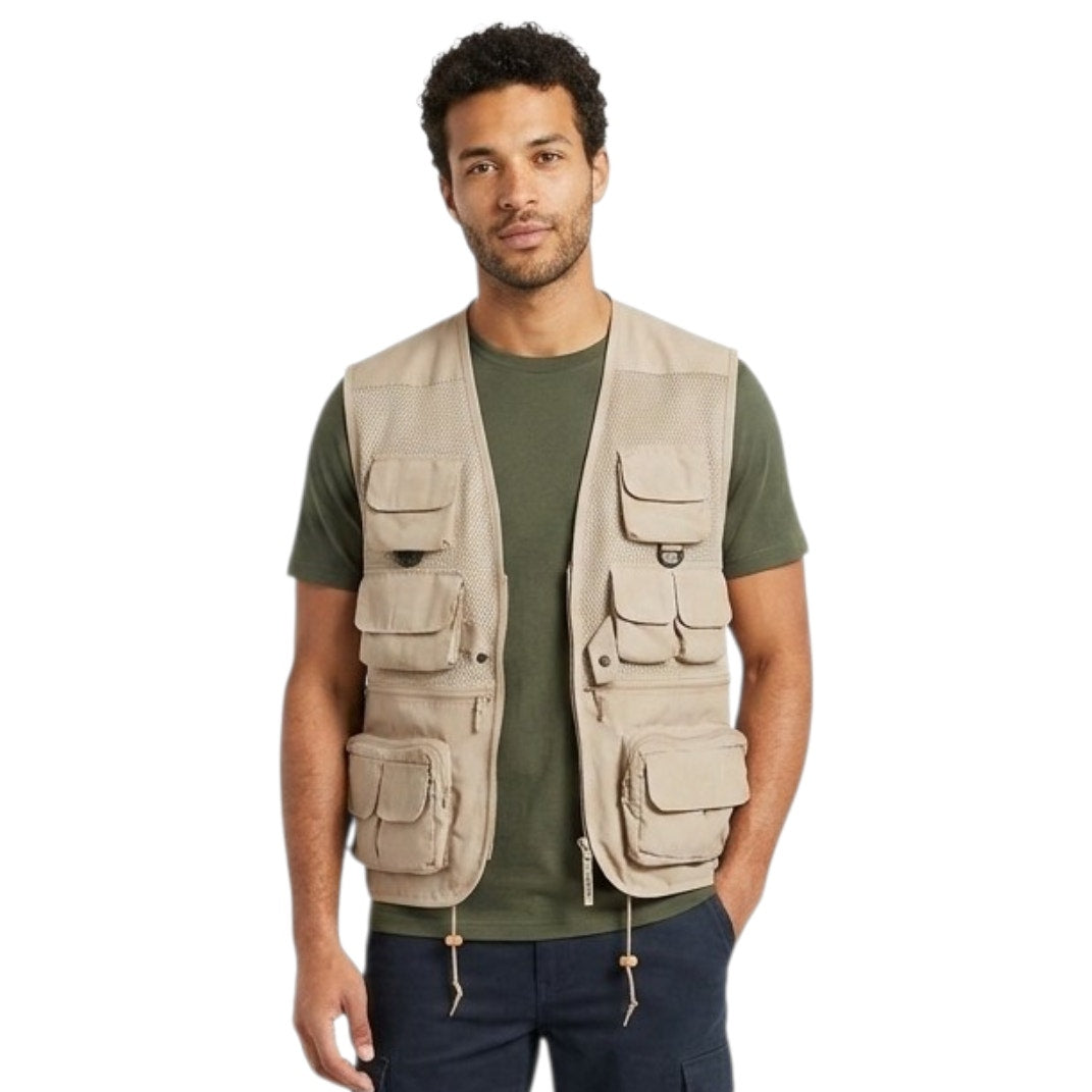 Humvee Men’s Khaki Safari Fishing Camping Utility Vest Cotton Blend Outdoor Gear
