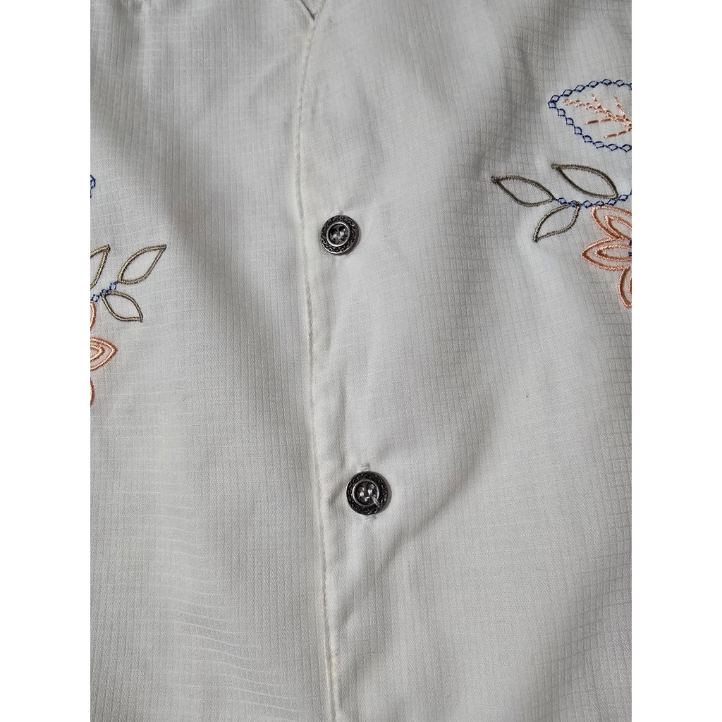 Sarah Bentley Ivory Floral Embroidered Button-Down Blouse NWT – Size XL