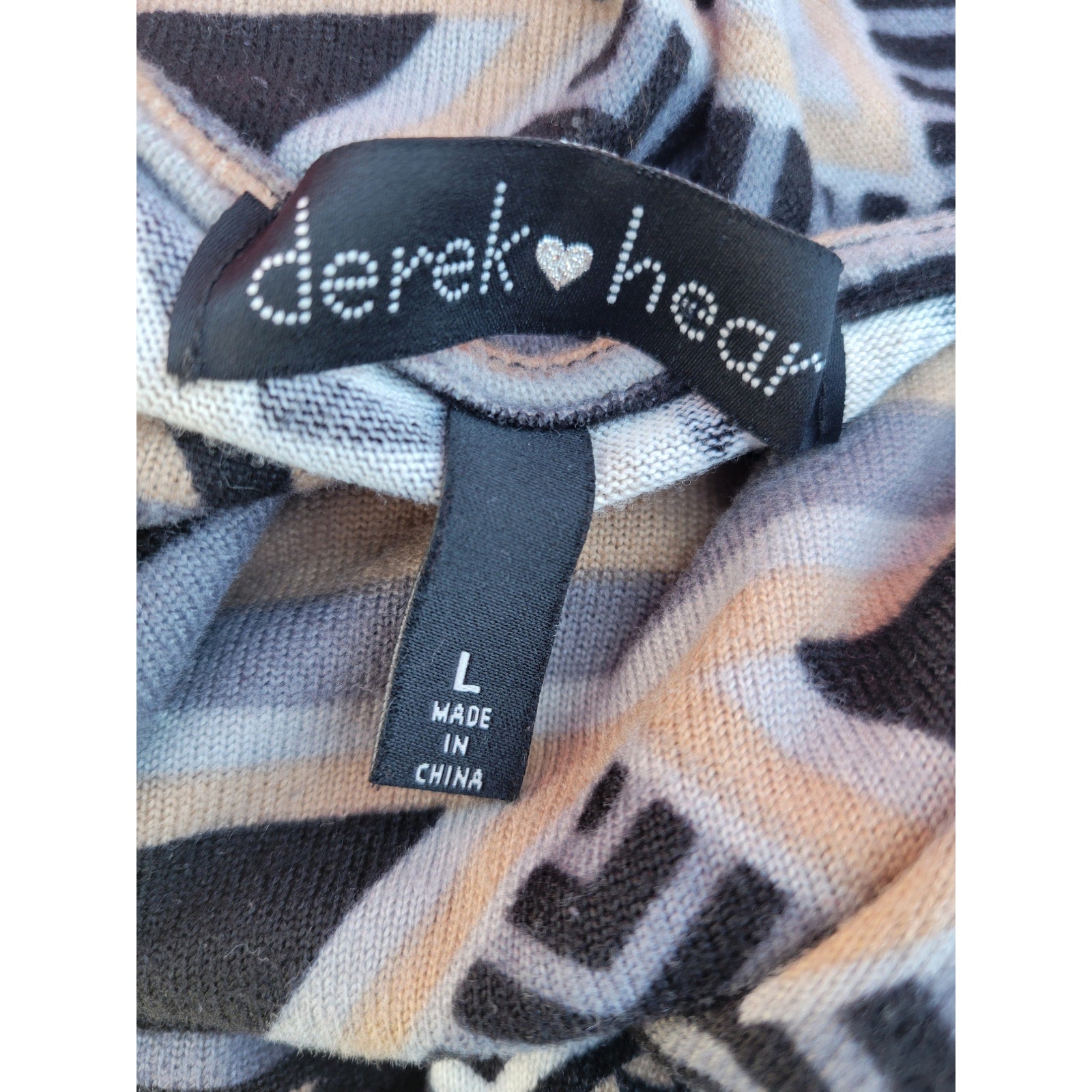 Derek Heart Women’s Geometric Print Ruched Bodycon Dress – Size Large