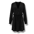 Hilary Radley Black White Abstract Dot Long Sleeve Dress S Faux Wrap