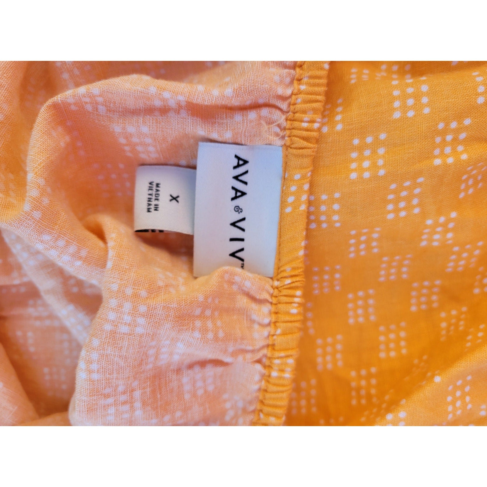 Ava & Viv Plus Size Orange Puff Sleeve Blouse Women’s 14W Linen Rayon NWOT