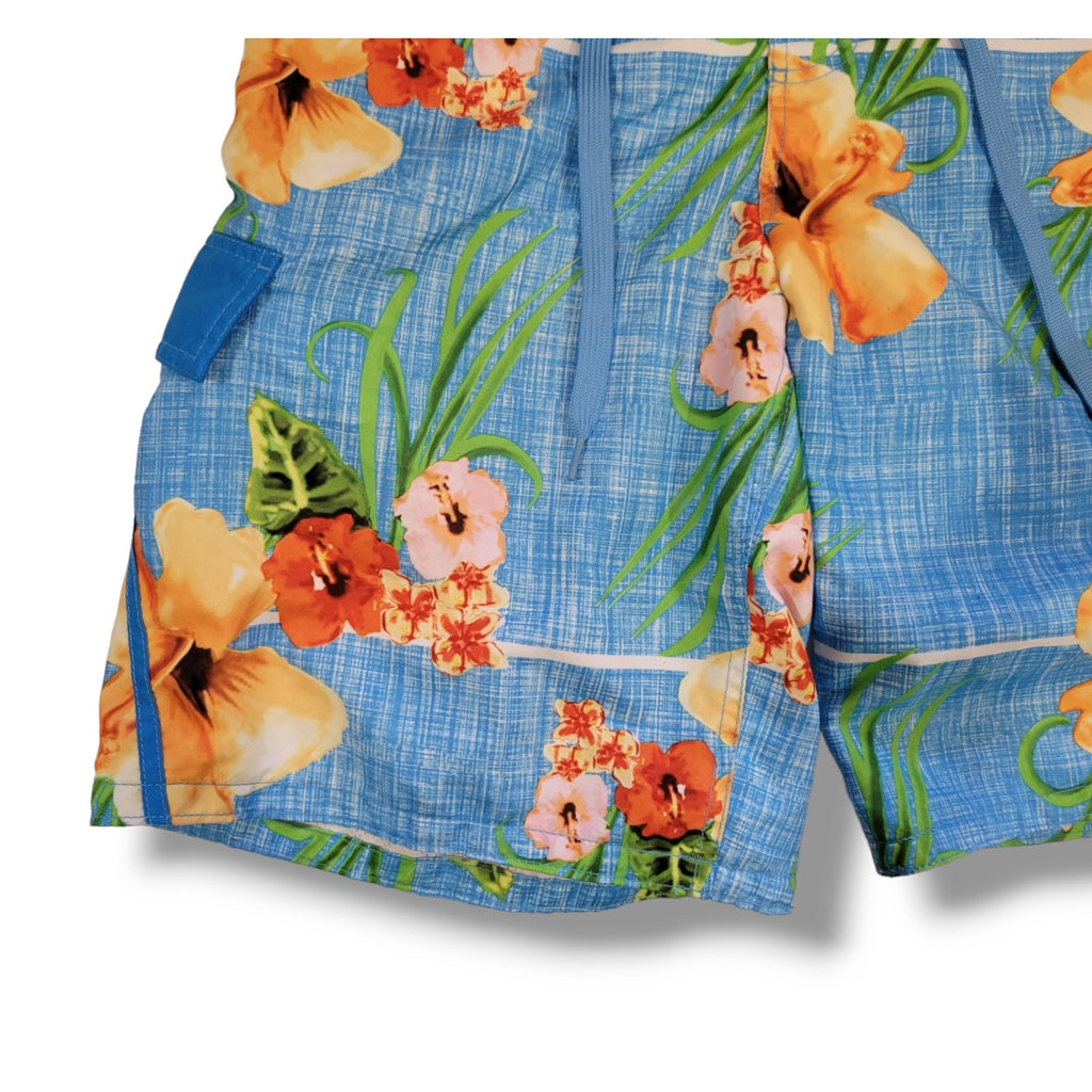 OP Ocean Pacific Men’s Blue Tropical Floral Swim Trunks - Medium