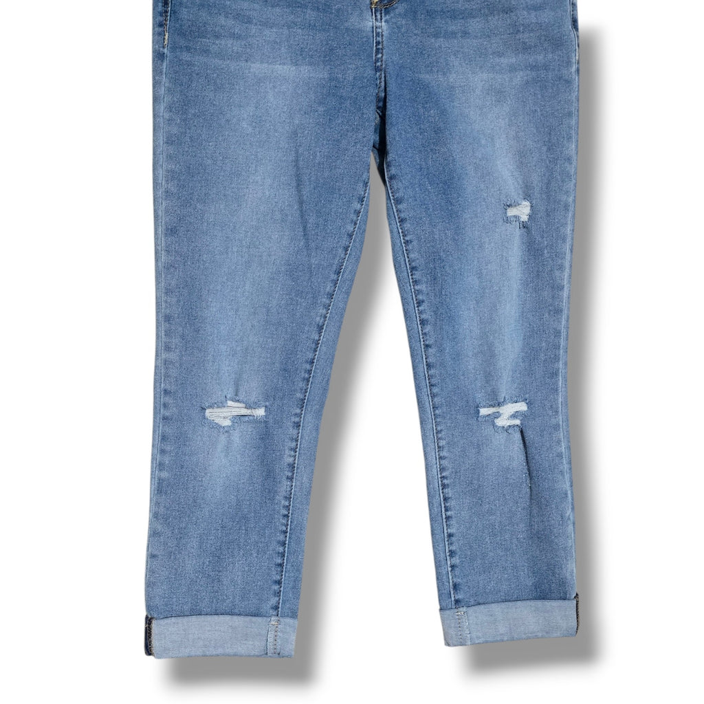WallFlower Juniors Size 13 The Ultra Fit Distressed Cuffed Crop Capri Jeans