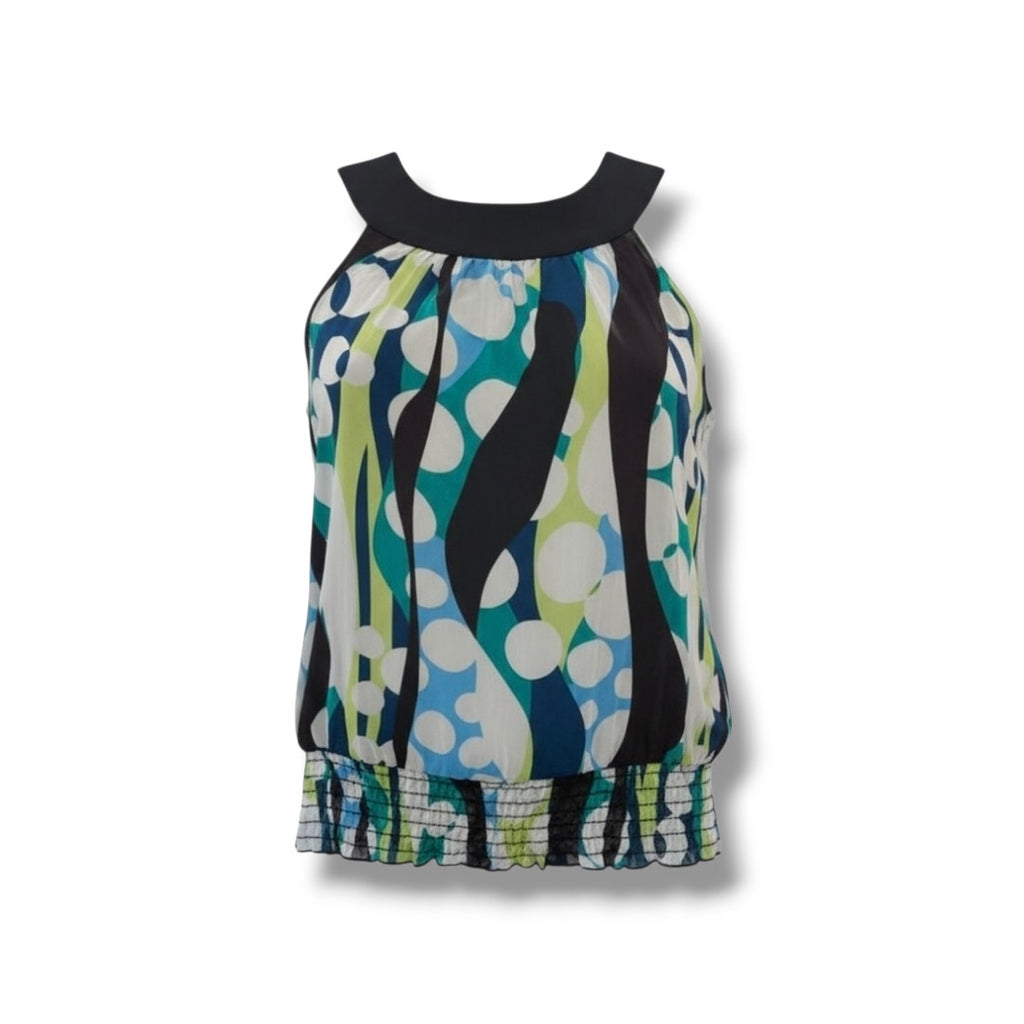 Trixxi Clothing Co.  Women's multicolor sleeveless Smocked waistband blouse