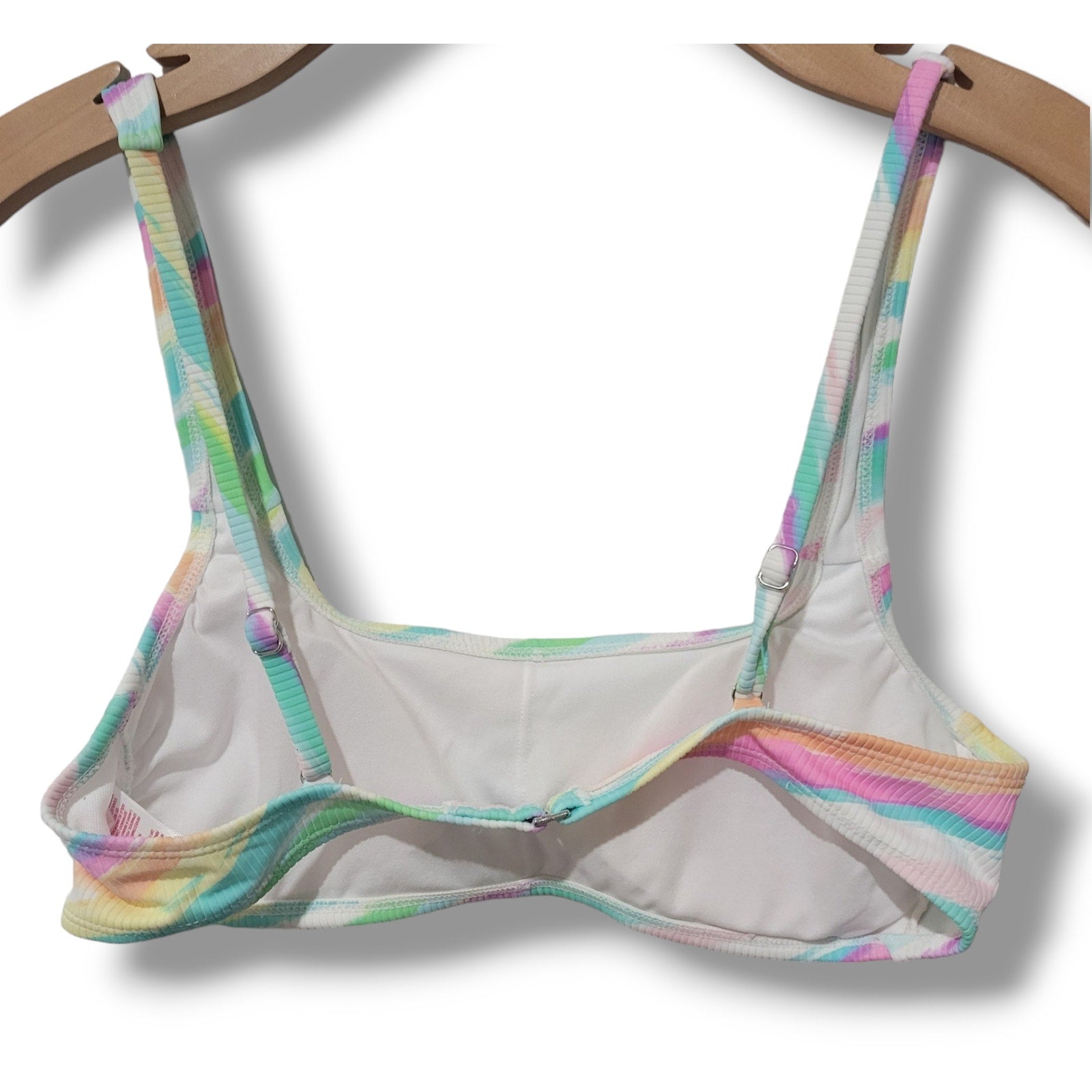 Xhilaration Juniors’ Multicolor Ribbed Square Neck Bralette Bikini Top – New